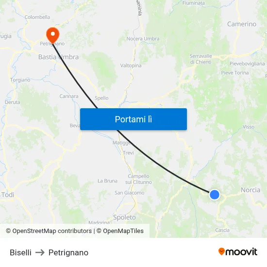 Biselli to Petrignano map