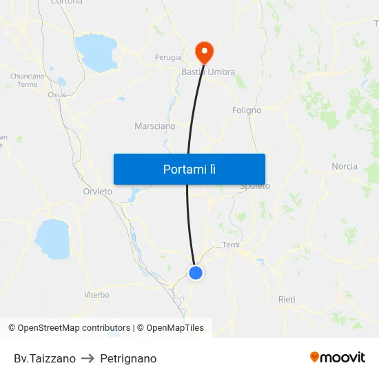 Bv.Taizzano to Petrignano map