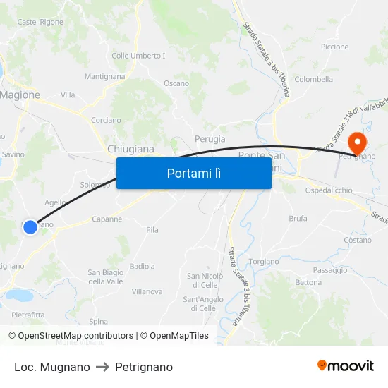 Loc. Mugnano to Petrignano map