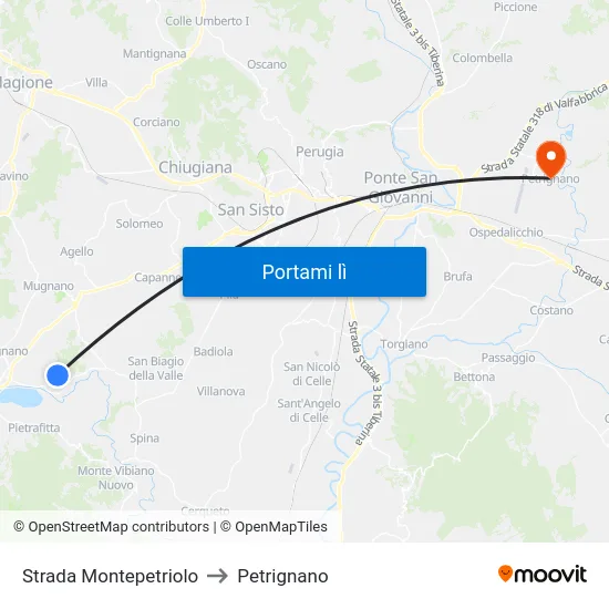 Strada Montepetriolo to Petrignano map