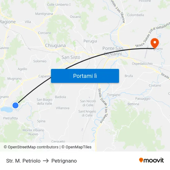 Str. M. Petriolo to Petrignano map