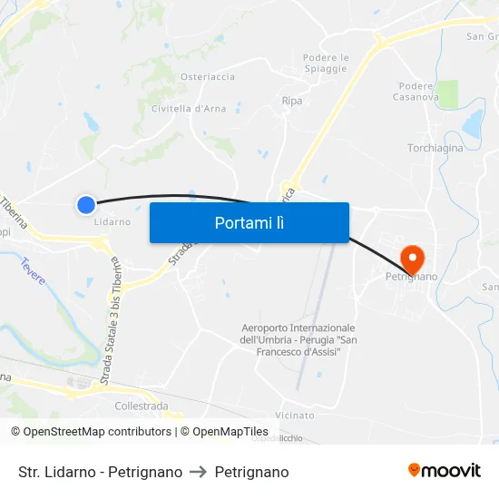 Str. Lidarno - Petrignano to Petrignano map