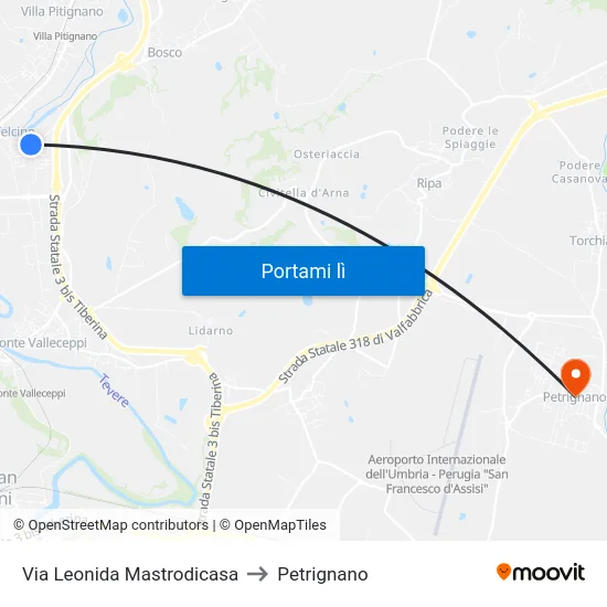Via Leonida Mastrodicasa to Petrignano map
