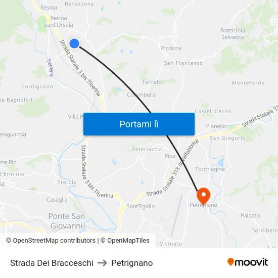 Strada Dei Bracceschi to Petrignano map