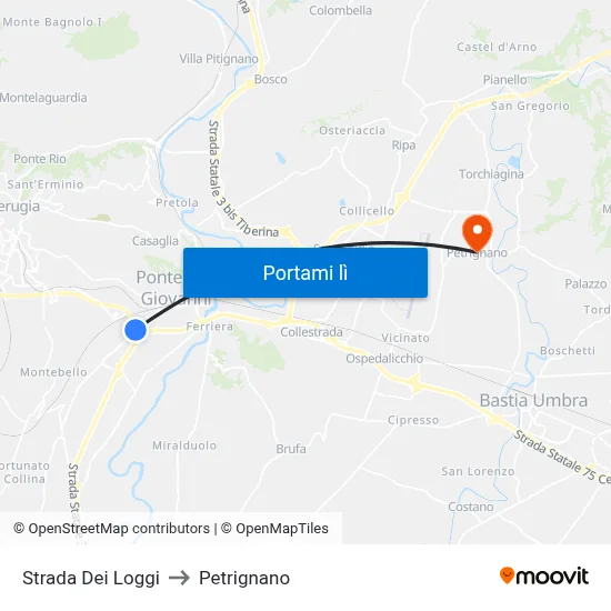 Strada Dei Loggi to Petrignano map