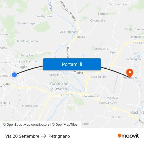 Via 20 Settembre to Petrignano map