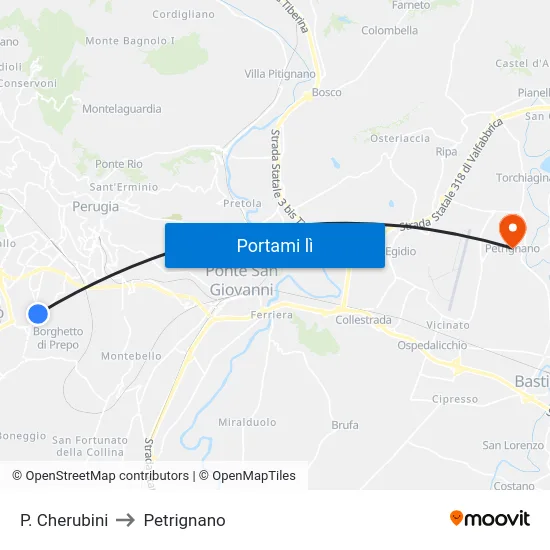 P. Cherubini to Petrignano map