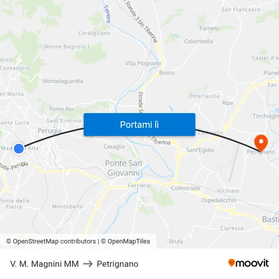 V. M. Magnini M​M to Petrignano map