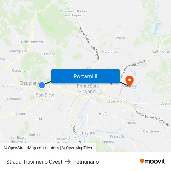 Strada Trasimeno Ovest to Petrignano map