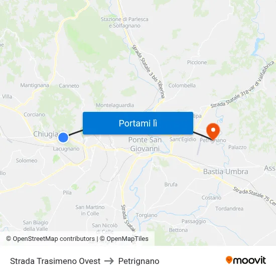 Strada Trasimeno Ovest to Petrignano map