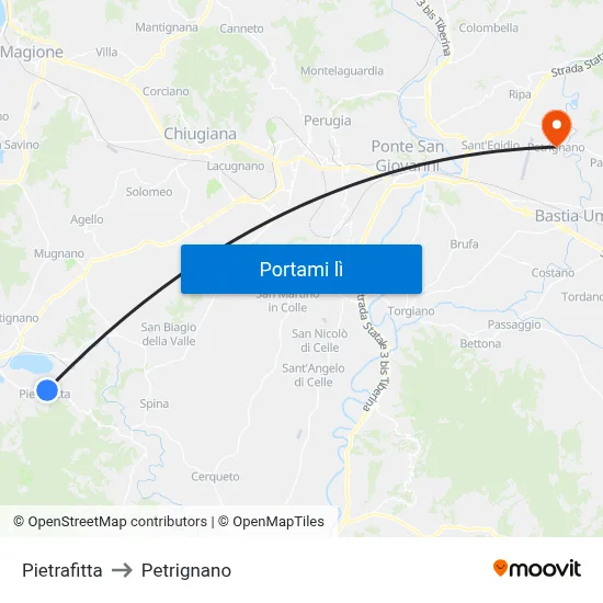 Pietrafitta to Petrignano map