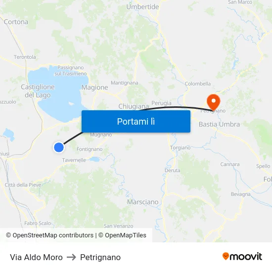 Via Aldo Moro to Petrignano map