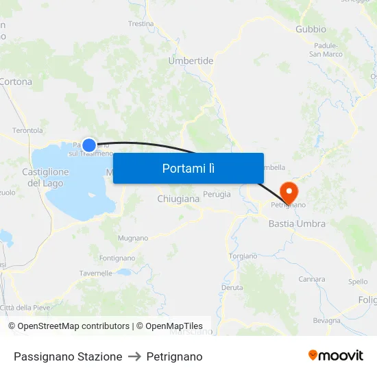 Passignano Stazione to Petrignano map