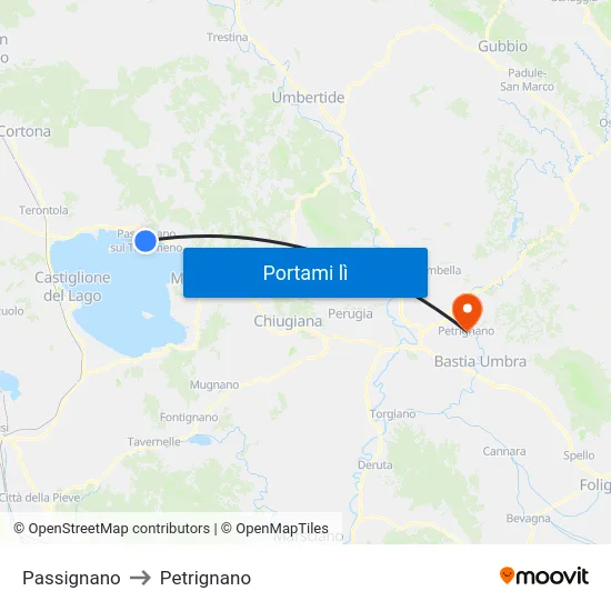 Passignano to Petrignano map