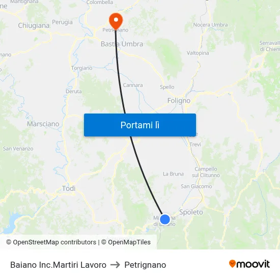 Baiano Inc.Martiri Lavoro to Petrignano map
