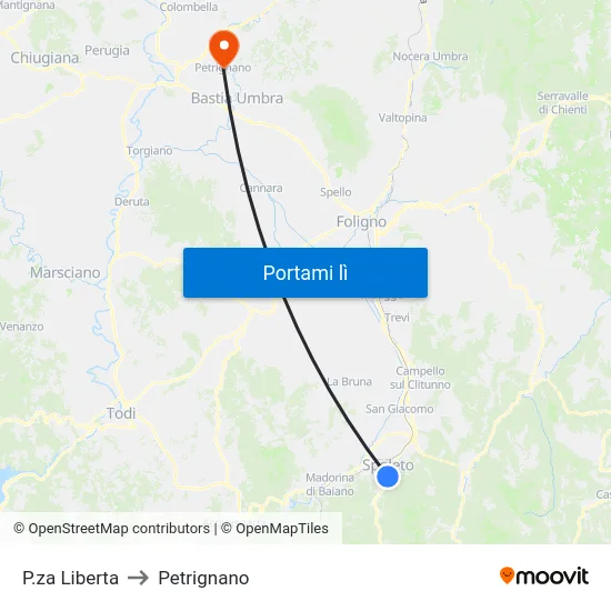 P.za Liberta to Petrignano map