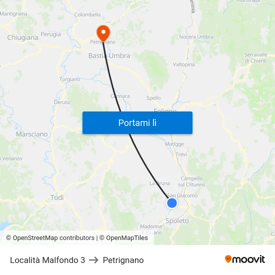 Località Malfondo 3 to Petrignano map