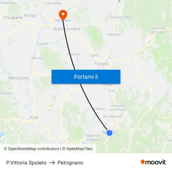 P.Vittoria Spoleto to Petrignano map