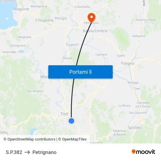 S.P.382 to Petrignano map