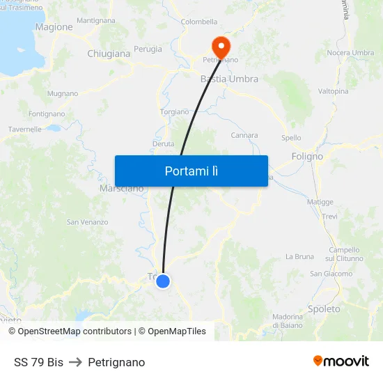 SS 79 Bis to Petrignano map