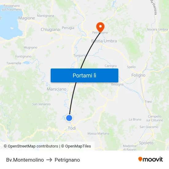 Bv.Montemolino to Petrignano map
