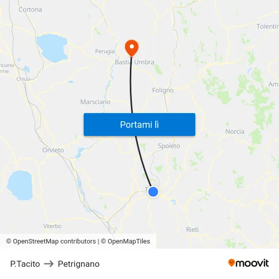 P.Tacito to Petrignano map