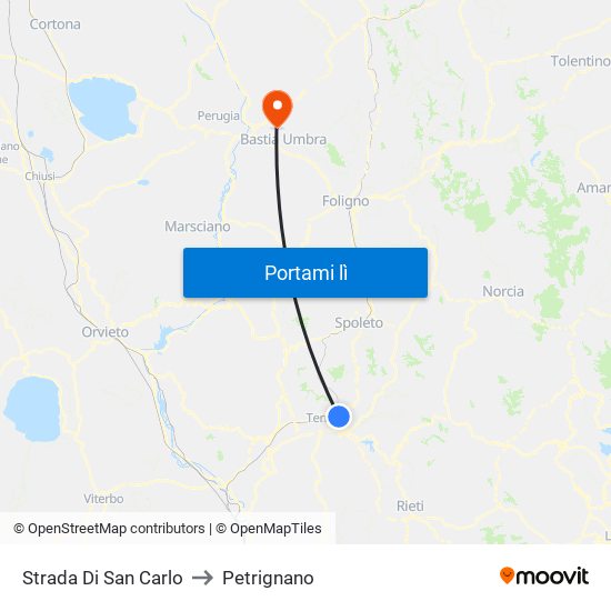 Strada Di San Carlo to Petrignano map