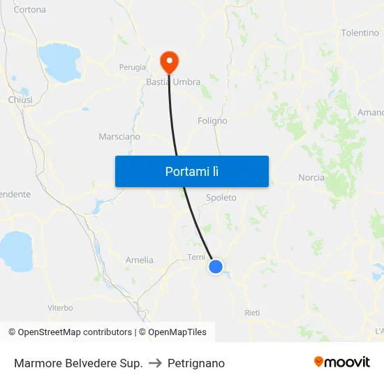 Marmore Belvedere Sup. to Petrignano map