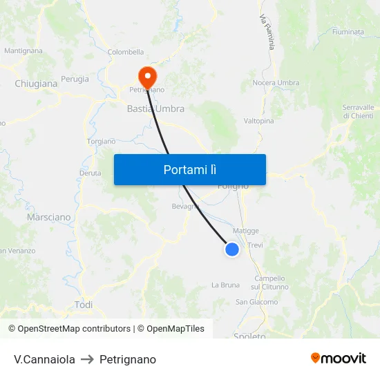 V.Cannaiola to Petrignano map