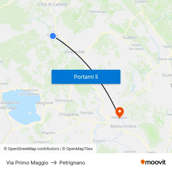 Via Primo Maggio to Petrignano map