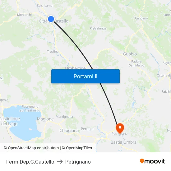 Ferm.Dep.C.Castello to Petrignano map
