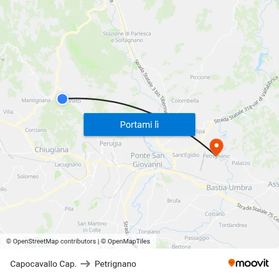 Capocavallo Cap. to Petrignano map