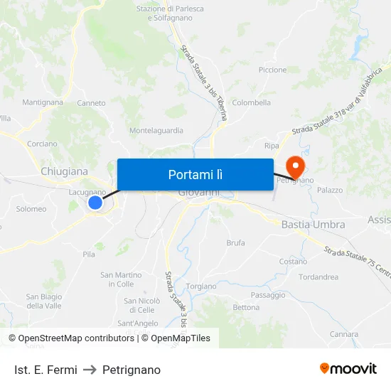 Ist. E. Fermi to Petrignano map