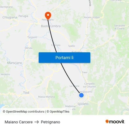 Maiano Carcere to Petrignano map