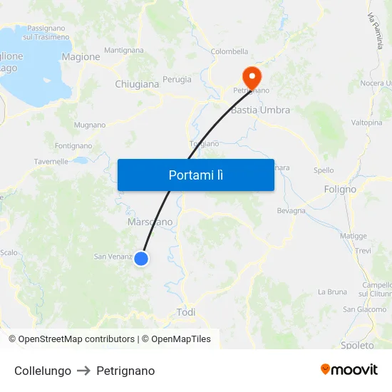 Collelungo to Petrignano map