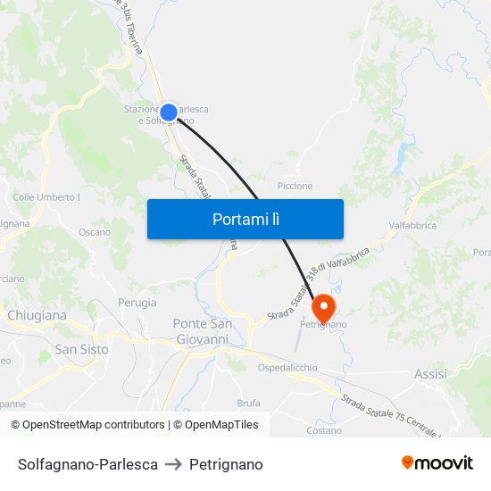 Solfagnano-Parlesca to Petrignano map