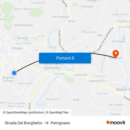 Strada Del Borghetto to Petrignano map