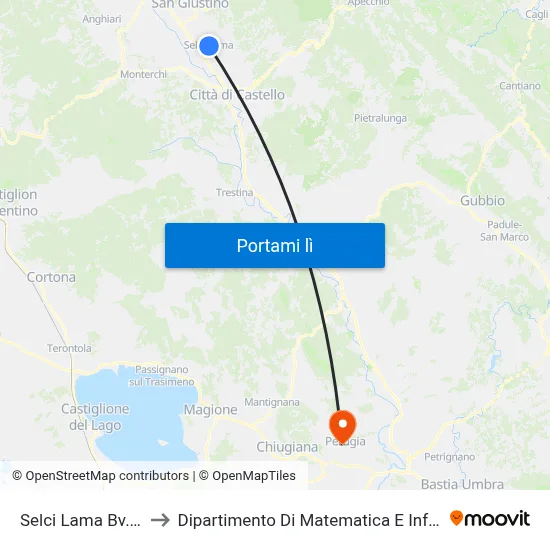 Selci Lama Bv.Staz. to Dipartimento Di Matematica E Informatica map