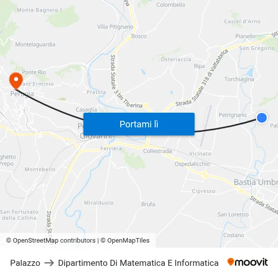 Palazzo to Dipartimento Di Matematica E Informatica map