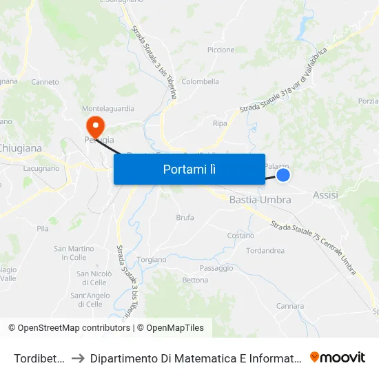 Tordibetto to Dipartimento Di Matematica E Informatica map