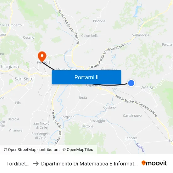 Tordibetto to Dipartimento Di Matematica E Informatica map
