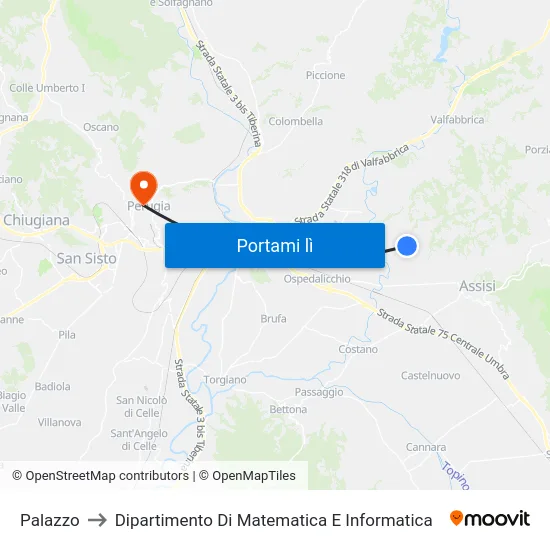 Palazzo to Dipartimento Di Matematica E Informatica map