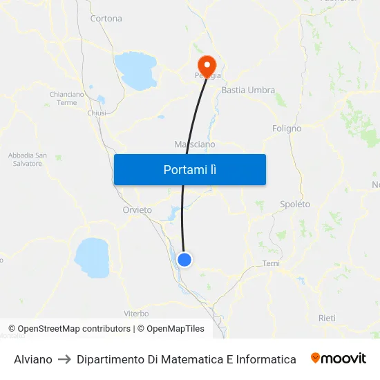 Alviano to Dipartimento Di Matematica E Informatica map