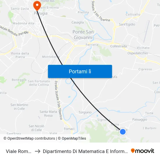 Viale Roma 1 to Dipartimento Di Matematica E Informatica map