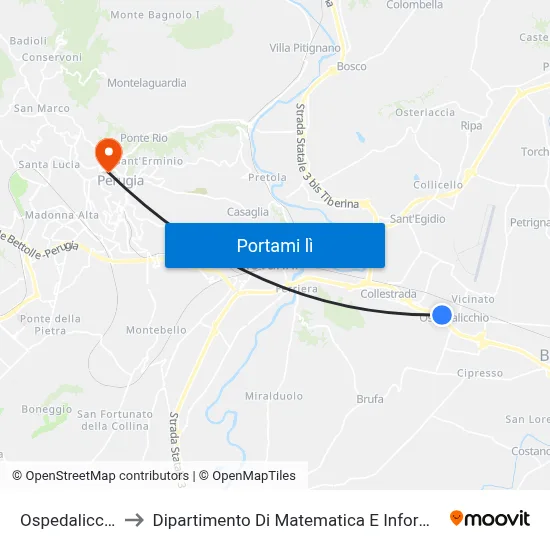 Ospedalicchio to Dipartimento Di Matematica E Informatica map