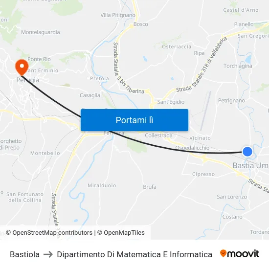 Bastiola to Dipartimento Di Matematica E Informatica map