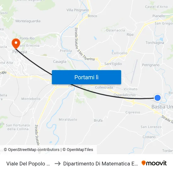 Viale Del Popolo B.Umbra to Dipartimento Di Matematica E Informatica map