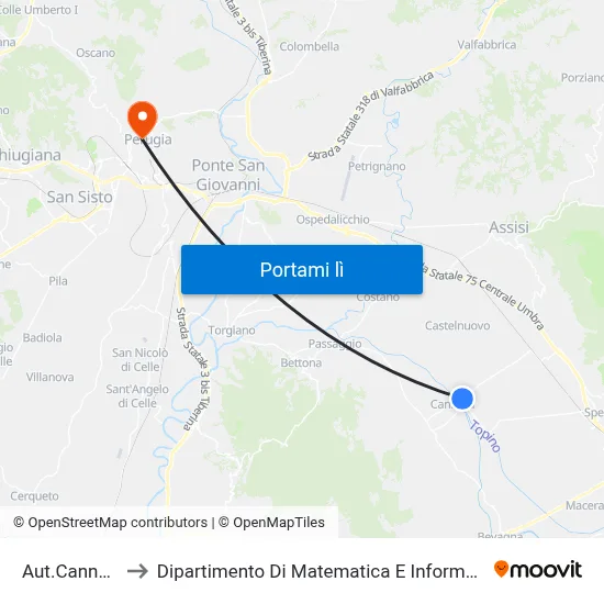 Aut.Cannara to Dipartimento Di Matematica E Informatica map