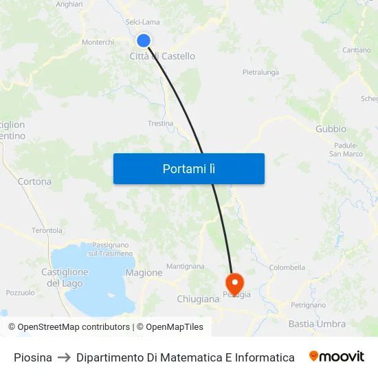 Piosina to Dipartimento Di Matematica E Informatica map