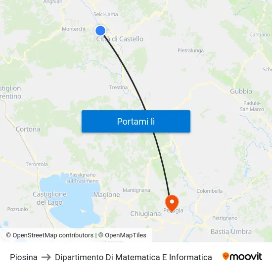 Piosina to Dipartimento Di Matematica E Informatica map